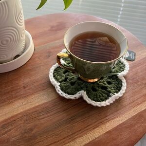 Crochet 4-Leaf Clover Coaster Set